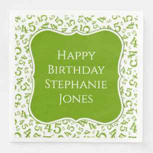 45th Birthday Green/White Bracket Number Pattern Napkin