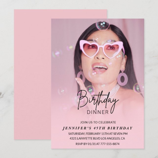 45th birthday invitations Birthday Dinner Photo (Front/Back)