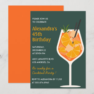 45th birthday invitations Cocktail Elegant Modern