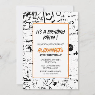 45th birthday invitations Men Graffiti Party Paint