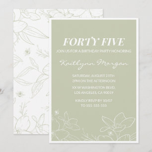 45th birthday invitations Modern Floral Elegant