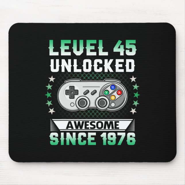 45th Birthday Level 45 Unlocked Awesome Video Game Mouse Pad (Front)