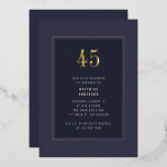 45th Birthday Minimal Elegant Dark Gold Frame<br><div class="desc">45th Birthday Minimal Elegant Dark Purple Grey Gold Frame Foil Birthday Party Invitation</div>