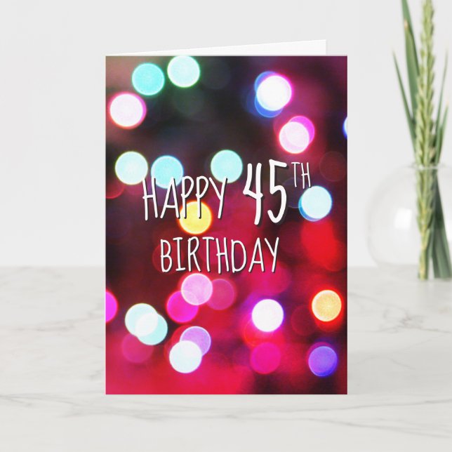 45th Birthday Neon Party Lights Card (Front)