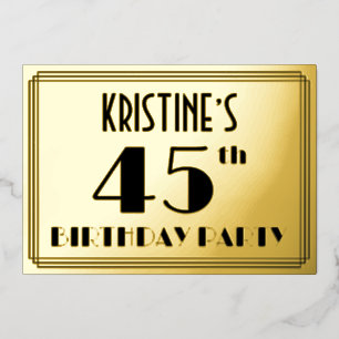 45th Birthday Party — Art Deco Look “45” + Name