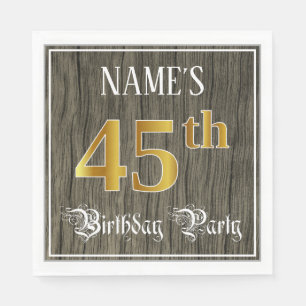 45th Birthday Party — Faux Gold & Faux Wood Look Napkin