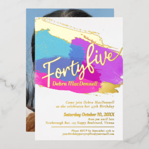 45th Birthday party gold photo bright abstract