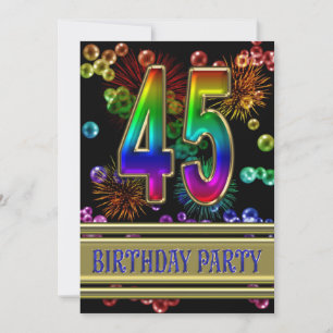 45th Birthday party Invitation with bubbles