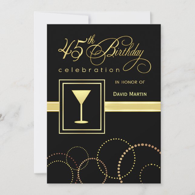 45th Birthday Party Invitations - Contemporary (Front)