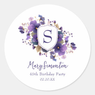 45th Birthday Party Monogram Crest Envelope Seal