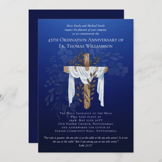 45th Ordination Anniversary Invitation Sapphire Bl (Front/Back)