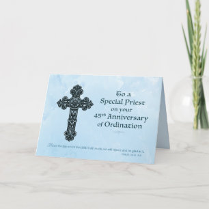 45th Ordination Anniversary Priest, Ornate Cross Card