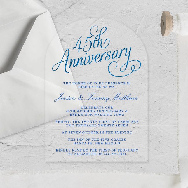 45th Sapphire Wedding Anniversary Acrylic Invitations (Creator Uploaded)