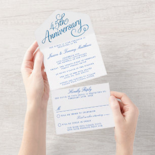 45th Sapphire Wedding Anniversary All In One Invitation