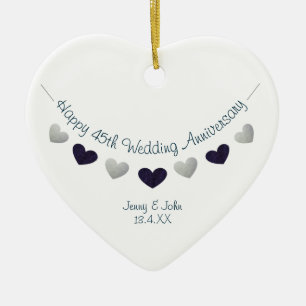 45th sapphire wedding anniversary bunting design ceramic tree decoration
