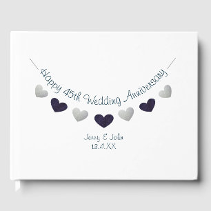 45th sapphire wedding anniversary bunting design guest book