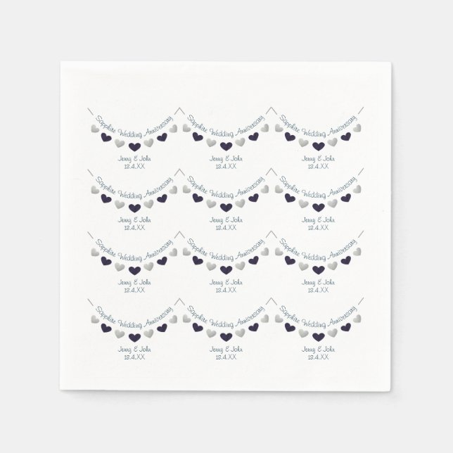 45th sapphire wedding anniversary bunting design napkin (Front)