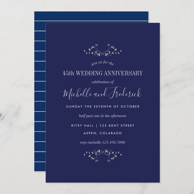45th Sapphire Wedding Anniversary invitation (Front/Back)