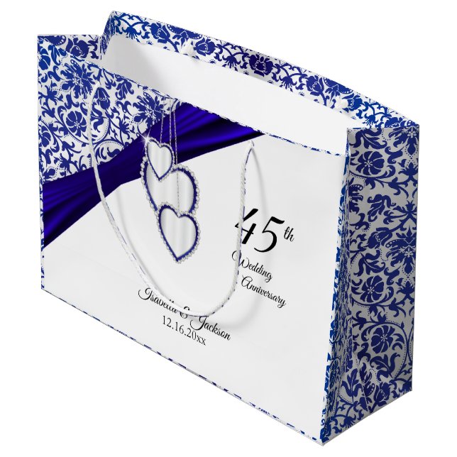 45th Sapphire Wedding Anniversary Large Gift Bag (Back Angled)