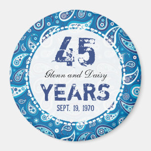 45th Sapphire Wedding Anniversary Paisley Pattern Magnet