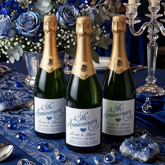 45th Sapphire Wedding Anniversary Sparkling Wine Label (Creator Uploaded)