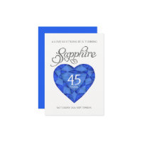 45th Sapphire wedding strong heart watercolor blue