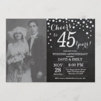 45th Wedding Anniversary Chalkboard Black Silver