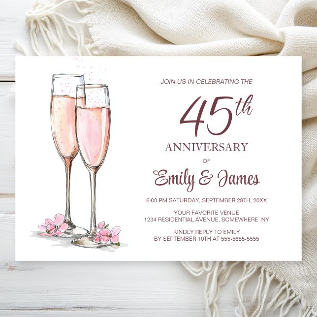 45th Wedding Anniversary Champagne Invitation (Creator Uploaded)