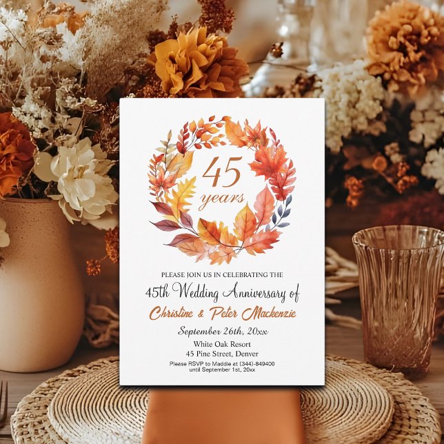 45th Wedding Anniversary Fall Floral Garland Invitation (Creator Uploaded)