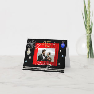 45th Wedding Anniversary & Gold Festive Holiday Thank You Card