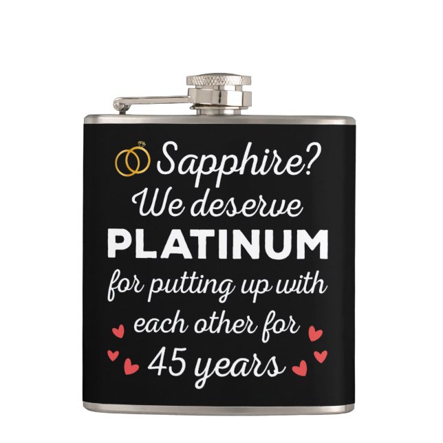 45th Wedding Anniversary I - Sapphire Funny Couple Hip Flask (Front)
