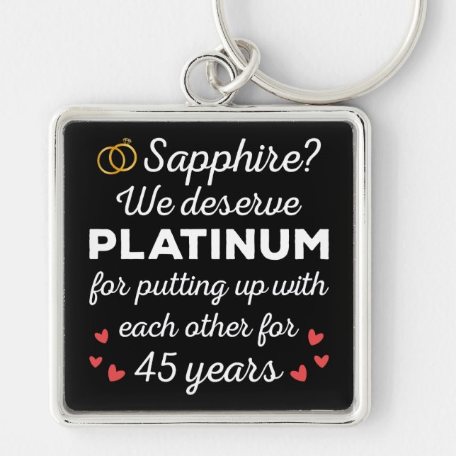 45th Wedding Anniversary I - Sapphire Funny Couple Key Ring (Front)
