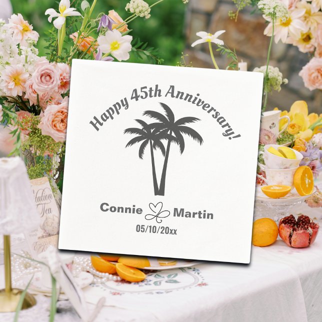 45th Wedding Anniversary Palm Trees Napkin (Creator Uploaded)