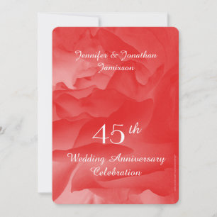 45th Wedding Anniversary Party, Coral Pink Rose Invitation