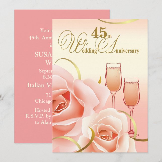 45th Wedding Anniversary Party Invitations (Front/Back)
