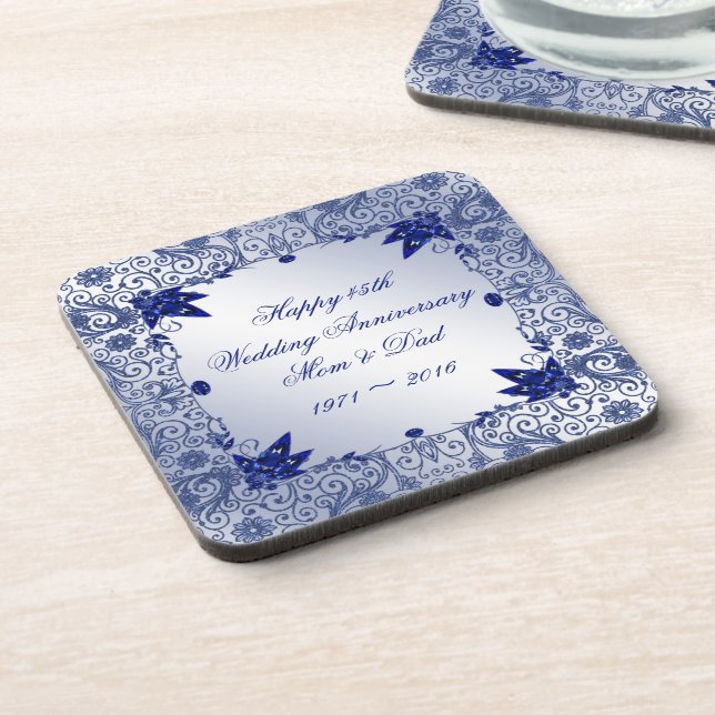 45th Wedding Anniversary Plastic Coaster Set (Left Side)