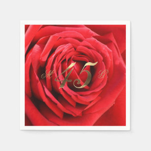 45th Wedding Anniversary Red Roses Heart Elegant Napkin