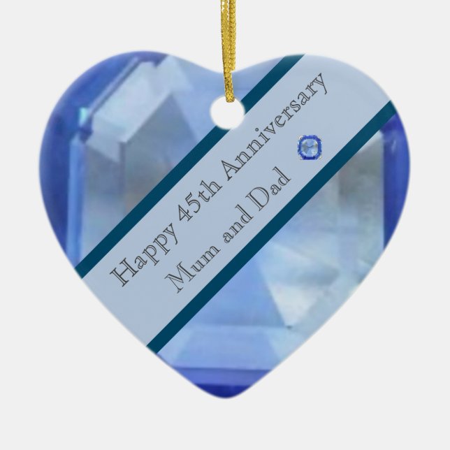 45th Wedding Anniversary Sapphire  Ceramic Tree Decoration (Front)