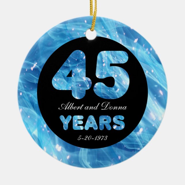45th Wedding Anniversary Sapphire Party Lights Ceramic Tree Decoration (Front)