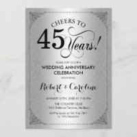 45th Wedding Anniversary - Silver Black Damask