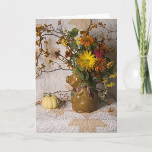 4603 Pig Pitcher Floral Thanksgiving Greeting Card