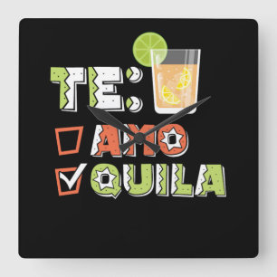 46.Cinco De Mayo Te Amo Quila Tequila Lime Square Wall Clock