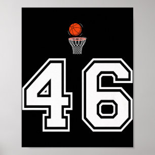 46 Number Basketball Style Vintage White Premium  Poster