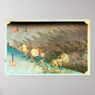 46. Shōno-juku, Hiroshige, Ukiyo-e Poster
