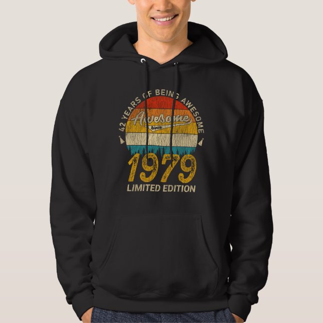 46 Year Old 1979 Retro Awesome 46th Birthday Gift Hoodie (Front)