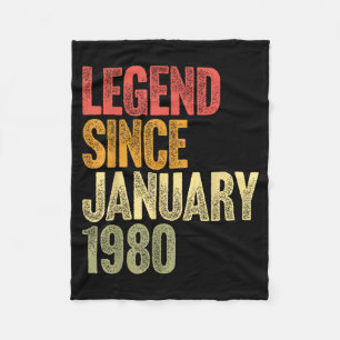 46 Year Old Legend Since January 1980 Retro 46th B Fleece Blanket