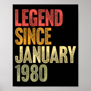 46 Year Old Legend Since January 1980 Retro 46th B Poster