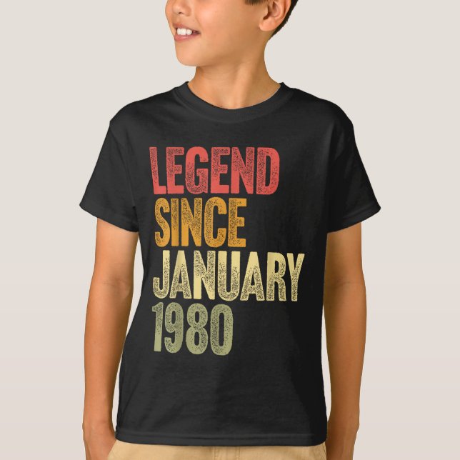 46 Year Old Legend Since January 1980 Retro 46th B T-Shirt (Front)