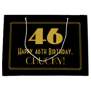 46th Birthday — Art Deco Inspired Look "46" & Na Large Gift Bag
