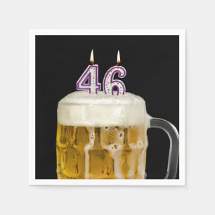 46th Birthday Beer on black Napkin